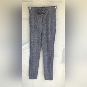 Women's plaid pants with a lace-up detail at the waist FE JJNE ZIZE S